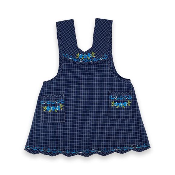 Blue Mexican Embroidered Apron – Essential Cotton Blend Kitchen Apron - Picture 4 of 8